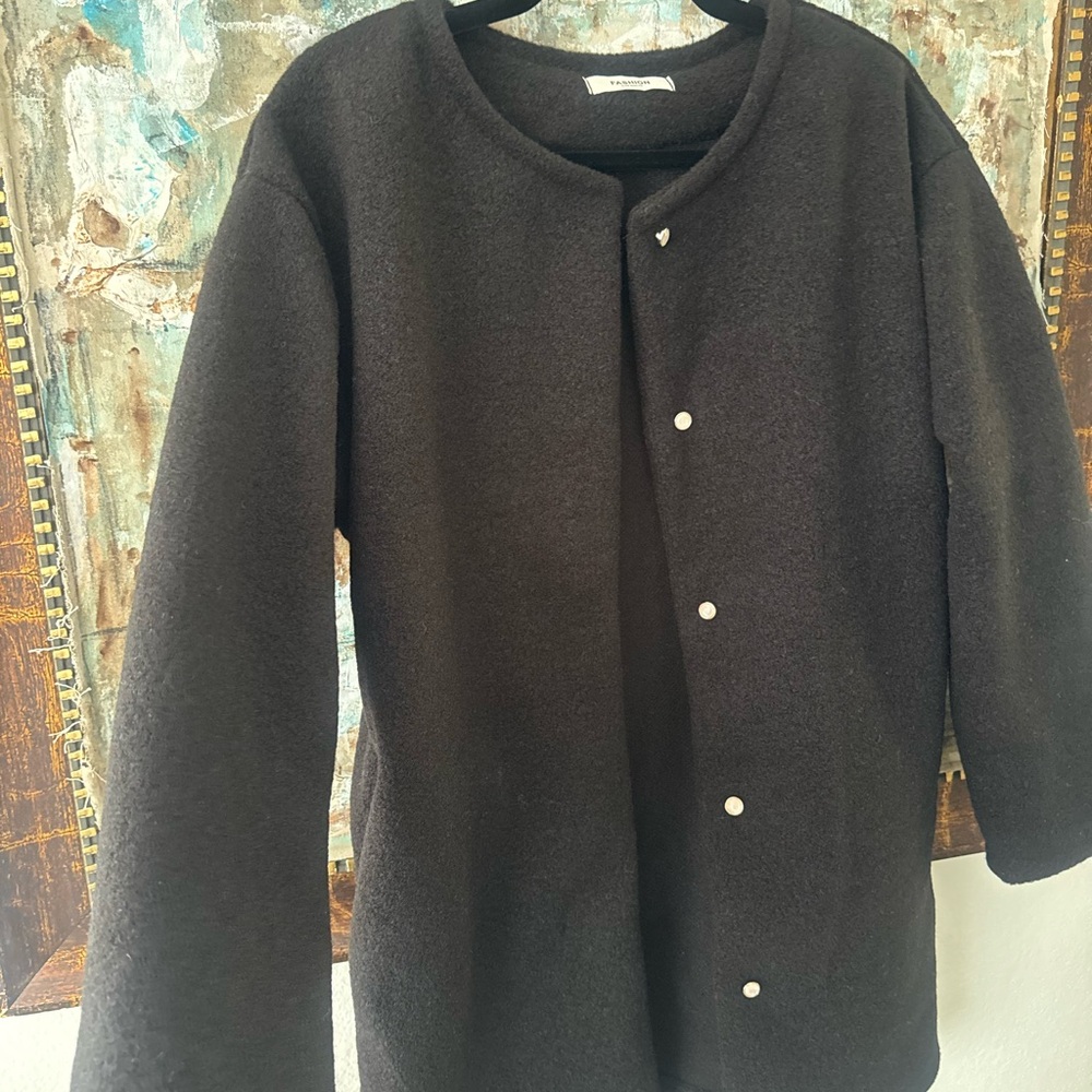 Black Button-Up Coat - image 3